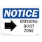 Signmission OSHA Notice, 5" Height, Entering Quiet Zone Right Arrow Sign With Symbol, 7" X 5", Landscape OS-NS-D-57-L-12094 - alternate 1